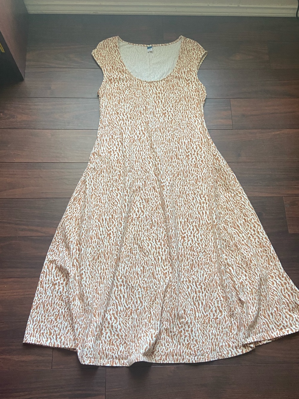 OLD NAVY Giraffe Print Tan Dress Cotton Elastane L